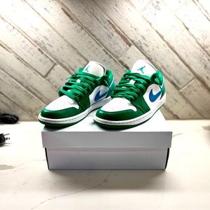 Lucky green Air Jordan, one low with aqua blue accents. Brand new worn once.